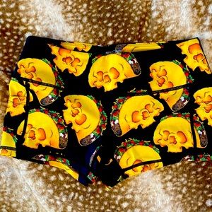 Feed me fight me shorts, death by taco 🌮 New, never worn